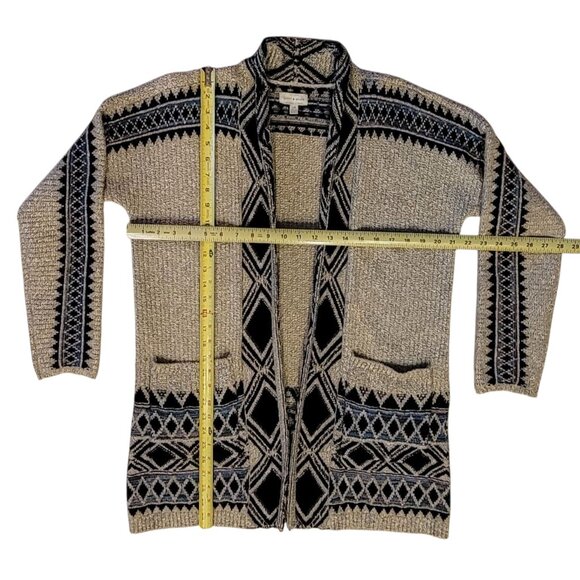 Lucky Brand Tribal 3rd Piece Open Cardigan Aztec Long Front LagenLook Sweater - Picture 9 of 13